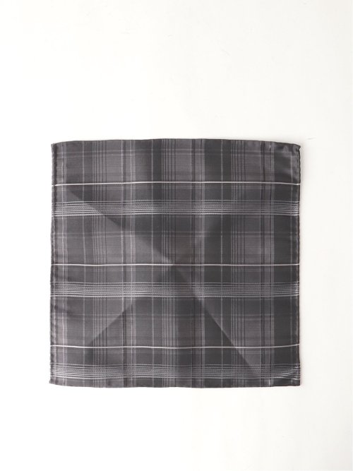シルク チェック柄チーフ