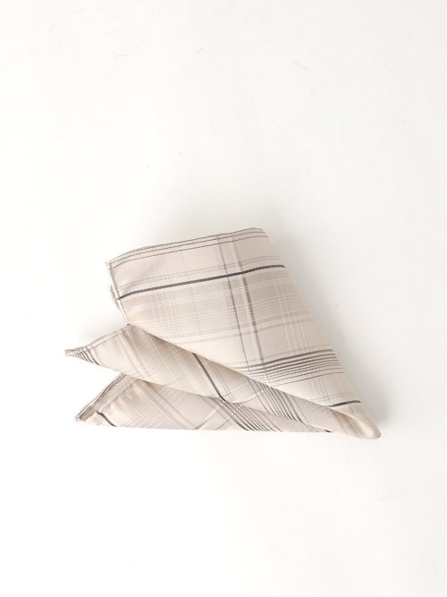 シルク チェック柄チーフ