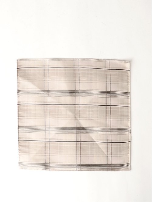 シルク チェック柄チーフ