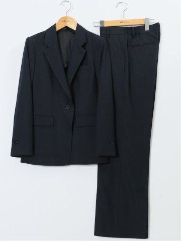 ウーリッシュ リラクシング 1ボタンジャケット＋セミワイドパンツ 紺