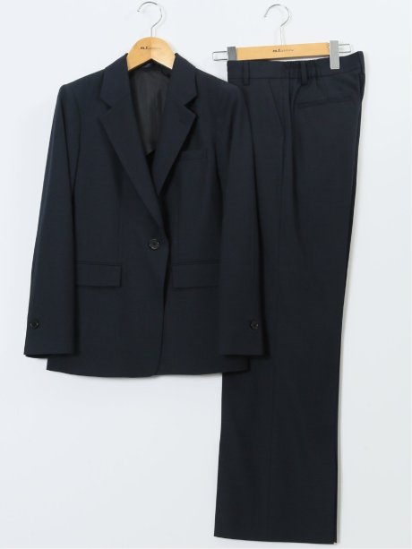 ウーリッシュ リラクシング 1ボタンジャケット＋セミワイドパンツ 紺