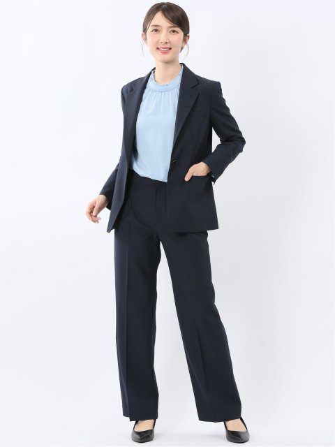 ウーリッシュ リラクシング 1ボタンジャケット＋セミワイドパンツ 紺