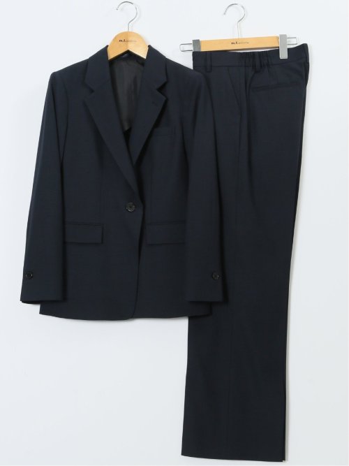 ウーリッシュ リラクシング 1ボタンジャケット＋セミワイドパンツ 紺