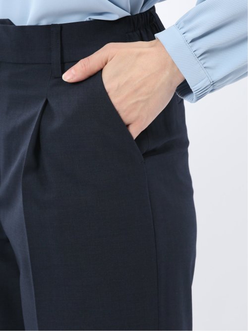 ウーリッシュ リラクシング 1ボタンジャケット＋セミワイドパンツ 紺