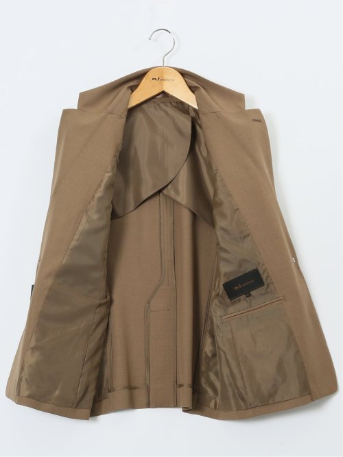 ウーリッシュ リラクシング 1ボタンジャケット＋セミワイドパンツ キャメル