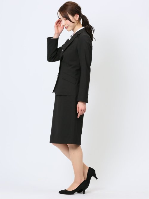 リクルート 2ボタンジャケット＋タイトスカート 黒無地