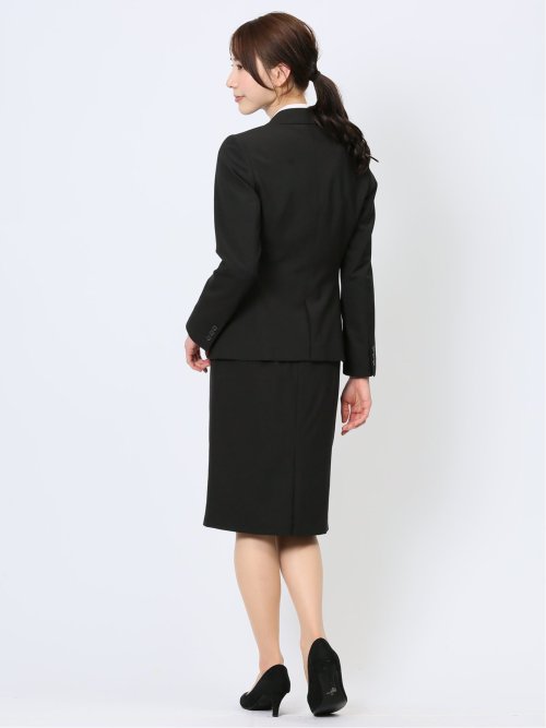 リクルート 2ボタンジャケット＋タイトスカート 黒無地