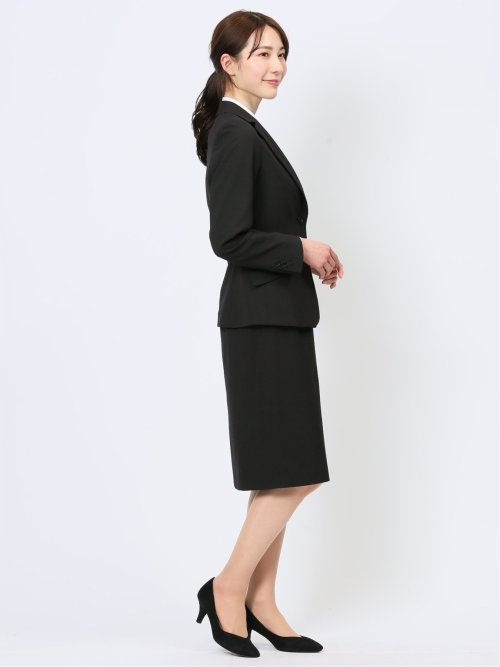 リクルート 2ボタンジャケット＋タイトスカート 黒無地
