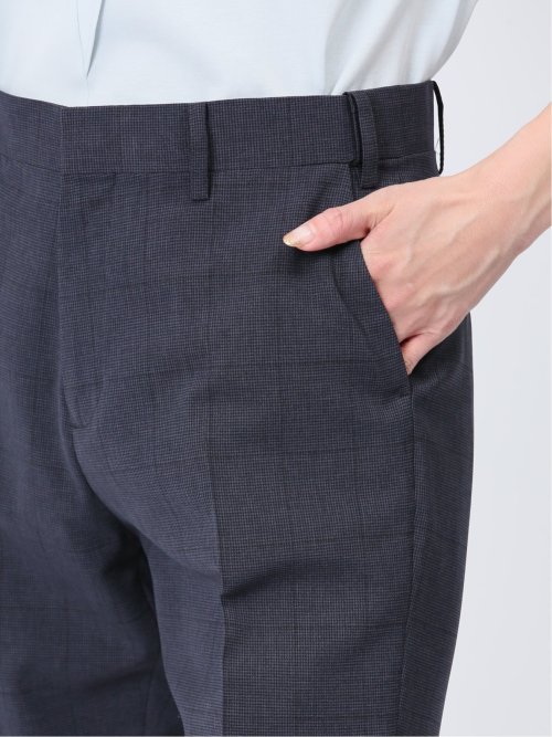 ストレッチウォッシャブル 1ボタンジャケット+テーパードパンツ ウィンドペン紺