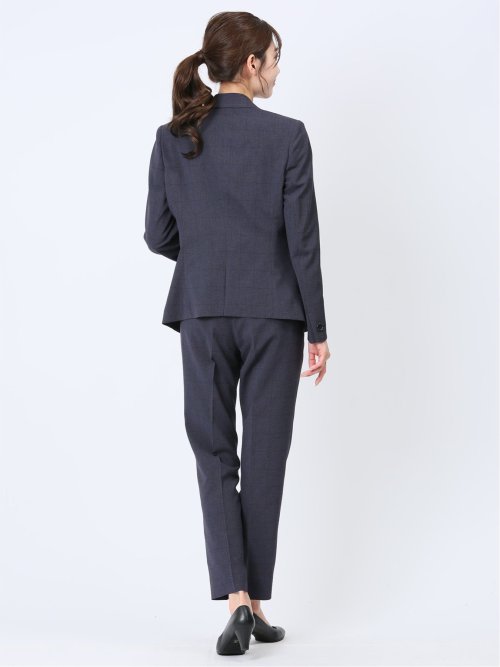 ストレッチウォッシャブル 1ボタンジャケット+テーパードパンツ ウィンドペン紺