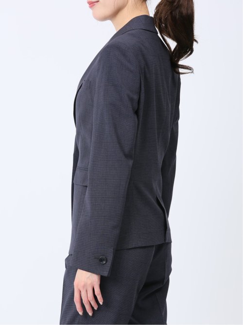 ストレッチウォッシャブル 1ボタンジャケット+テーパードパンツ ウィンドペン紺