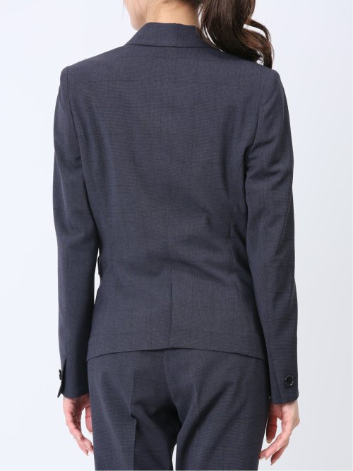 ストレッチウォッシャブル 1ボタンジャケット+テーパードパンツ ウィンドペン紺