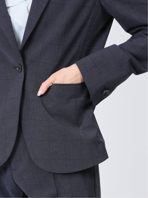 ストレッチウォッシャブル 1ボタンジャケット+テーパードパンツ ウィンドペン紺