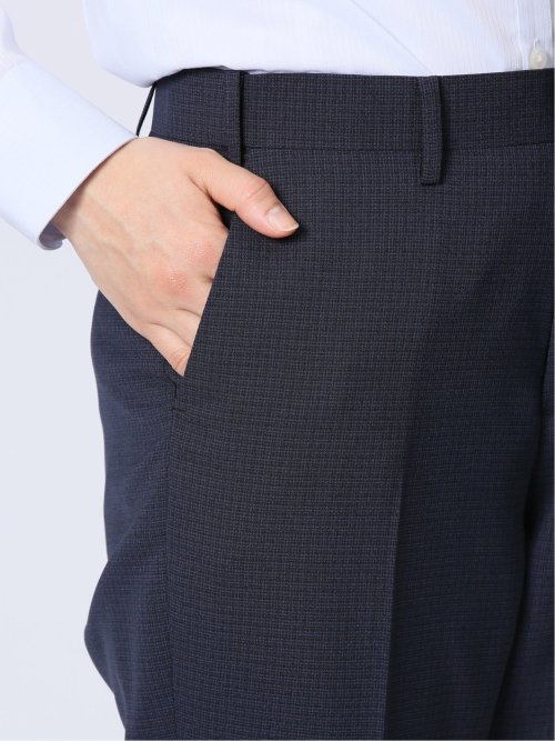 ストレッチウォッシャブル 1ボタンジャケット+テーパードパンツ 紺