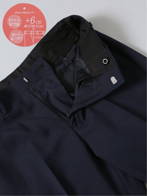 ストレッチウォッシャブル 1ボタンジャケット+テーパードパンツ 紺