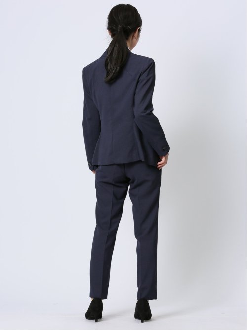 ストレッチウォッシャブル 1ボタンジャケット+テーパードパンツ 紺