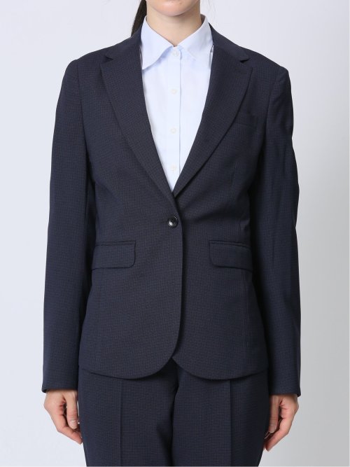 ストレッチウォッシャブル 1ボタンジャケット+テーパードパンツ 紺