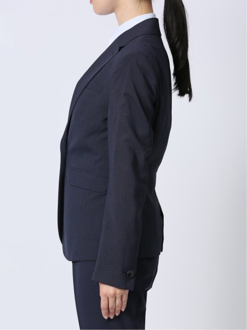 ストレッチウォッシャブル 1ボタンジャケット+テーパードパンツ 紺