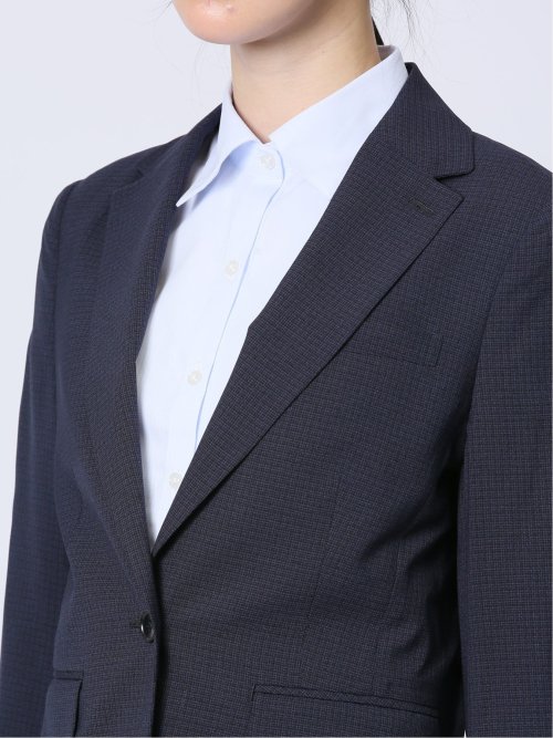 ストレッチウォッシャブル 1ボタンジャケット+テーパードパンツ 紺