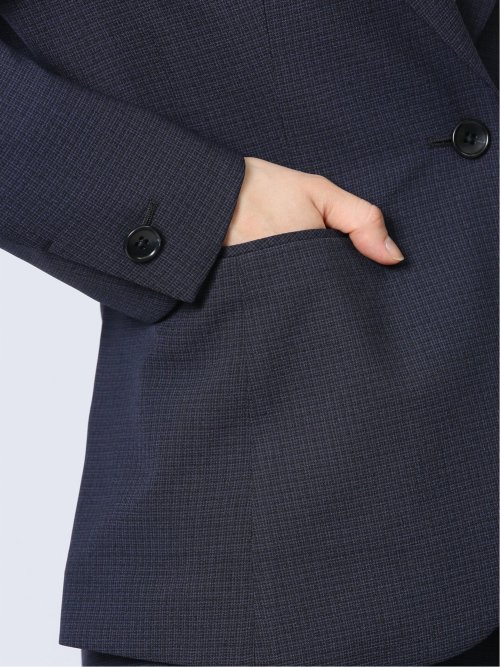 ストレッチウォッシャブル 1ボタンジャケット+テーパードパンツ 紺