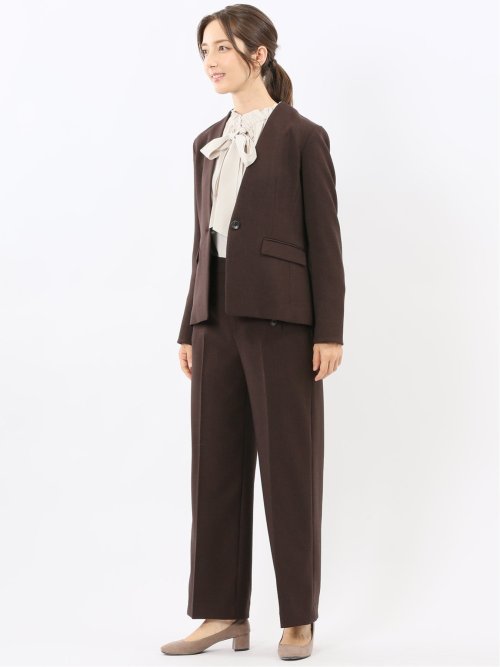 ストレッチウォッシャブル ノーカラージャケット＋セミワイドパンツ