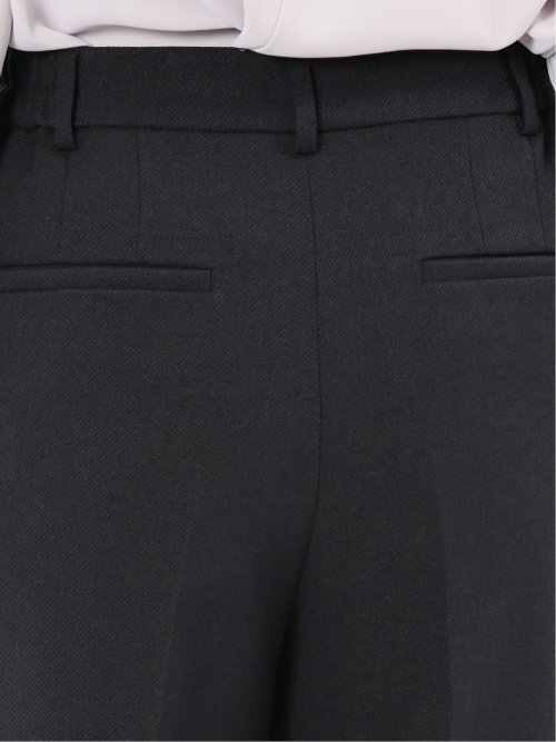 ストレッチウォッシャブル ノーカラージャケット＋セミワイドパンツ ウーリッシュ紺