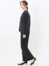 ストレッチウォッシャブル ノーカラージャケット＋セミワイドパンツ ウーリッシュ紺