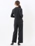 ストレッチウォッシャブル ノーカラージャケット＋セミワイドパンツ ウーリッシュ紺