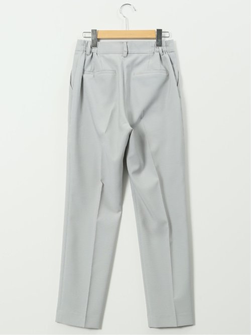 ストレッチ ウォッシャブル カラーレス 7分袖 ジャケット＋テーパードパンツ ピンヘッドライトグレー