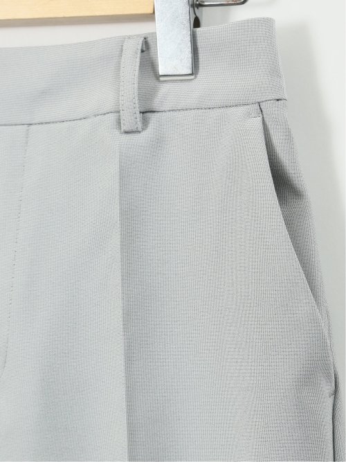 ストレッチ ウォッシャブル カラーレス 7分袖 ジャケット＋テーパードパンツ ピンヘッドライトグレー