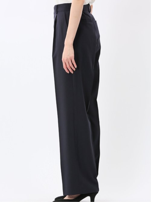 ストレッチ ウォッシャブル 1ボタン 7分袖 ジャケット＋セミワイド パンツ 紺