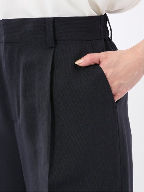 ストレッチ ウォッシャブル 1ボタン 7分袖 ジャケット＋セミワイド パンツ 紺