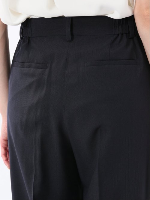 ストレッチ ウォッシャブル 1ボタン 7分袖 ジャケット＋セミワイド パンツ 紺