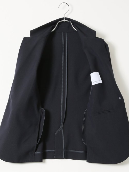 ストレッチ ウォッシャブル 1ボタン 7分袖 ジャケット＋セミワイド パンツ 紺