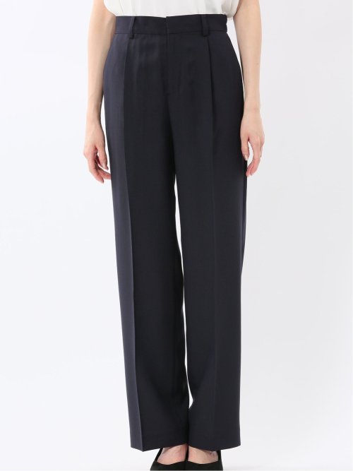 ストレッチ ウォッシャブル 1ボタン 7分袖 ジャケット＋セミワイド パンツ 紺