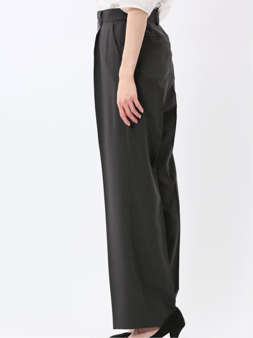 ストレッチ ウォッシャブル 1ボタン 7分袖 ジャケット＋セミワイド パンツ 黒