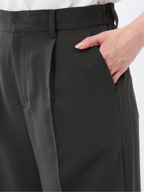 ストレッチ ウォッシャブル 1ボタン 7分袖 ジャケット＋セミワイド パンツ 黒