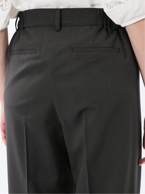 ストレッチ ウォッシャブル 1ボタン 7分袖 ジャケット＋セミワイド パンツ 黒