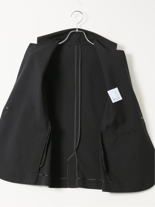 ストレッチウォッシャブル 1ボタン7分袖ジャケット＋セミワイドパンツ 黒 ストレッチ ウォッシャブル 1ボタン 7分袖 ジャケット＋セミワイド