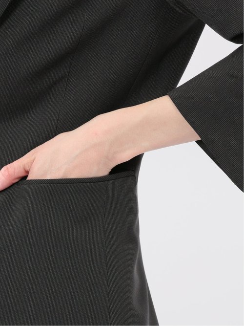 ストレッチ ウォッシャブル 1ボタン 7分袖 ジャケット＋セミワイド パンツ 黒