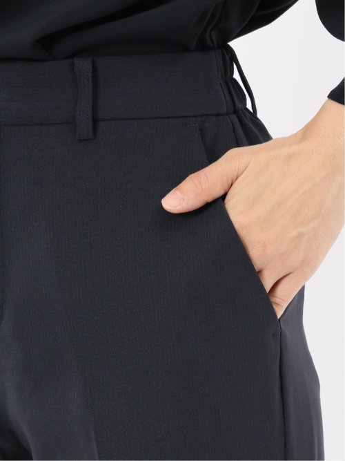 ストレッチウォッシャブル 1ボタンジャケット＋テーパードパンツ シャドーストライプ紺