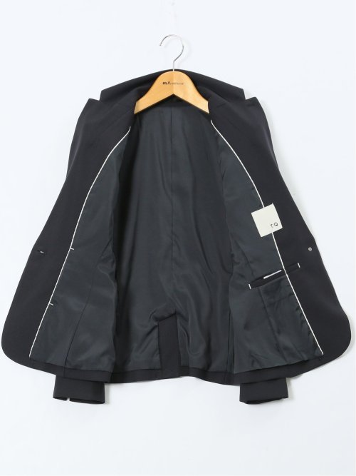 ストレッチウォッシャブル 1ボタンジャケット＋テーパードパンツ シャドーストライプ紺