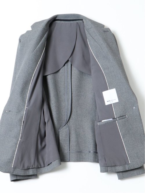 ストレッチウォッシャブル 1ボタンジャケット＋テーパードパンツ グレー