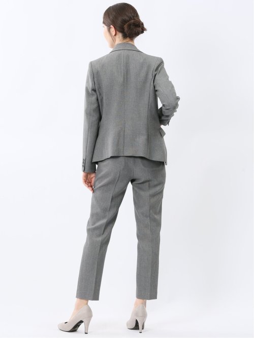 ストレッチウォッシャブル 1ボタンジャケット＋テーパードパンツ グレー