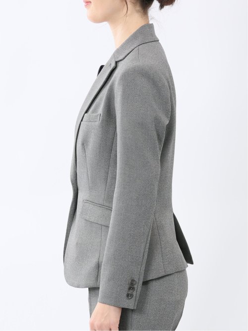 ストレッチウォッシャブル 1ボタンジャケット＋テーパードパンツ グレー