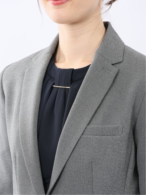 ストレッチウォッシャブル 1ボタンジャケット＋テーパードパンツ グレー