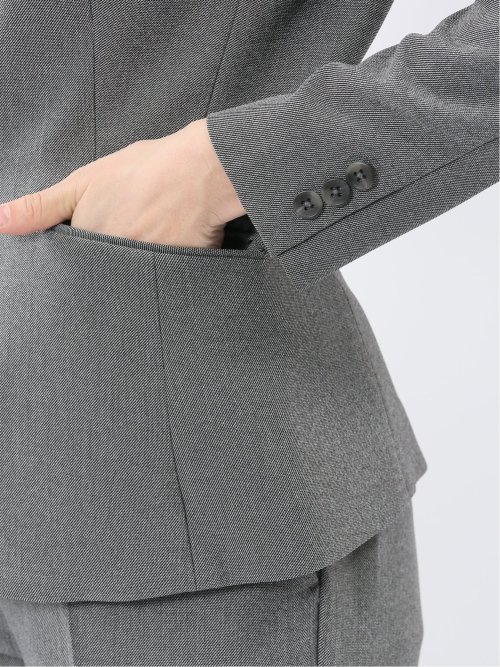 ストレッチウォッシャブル 1ボタンジャケット＋テーパードパンツ グレー