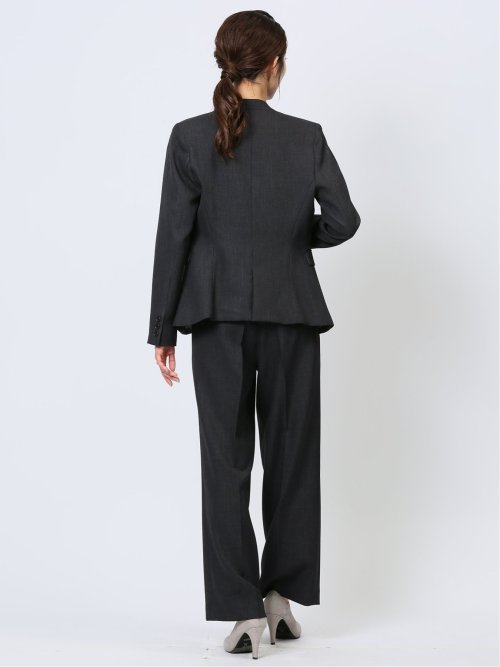 シャークスキン カラーレスジャケット＋セミワイドパンツ 紺