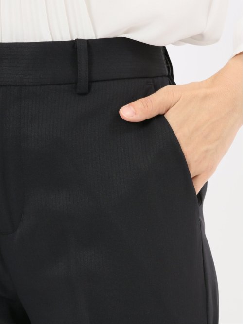 ストレッチウォッシャブル 1ボタンジャケット＋テーパードパンツ シャドーストライプ黒