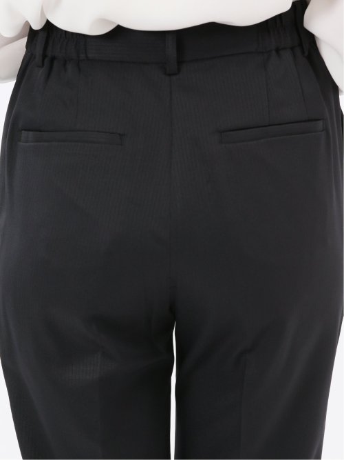 ストレッチウォッシャブル 1ボタンジャケット＋テーパードパンツ シャドーストライプ黒